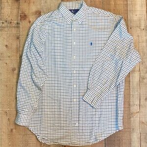 Ralph Lauren Blue and White Casual Button Down Shirt Size Large Long Sleeves EUC